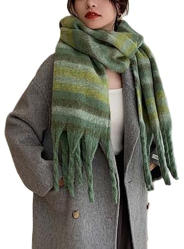 Winter Women Warm Scarf Long Shawl Large Scarves Cold Weather Green Yellow 22