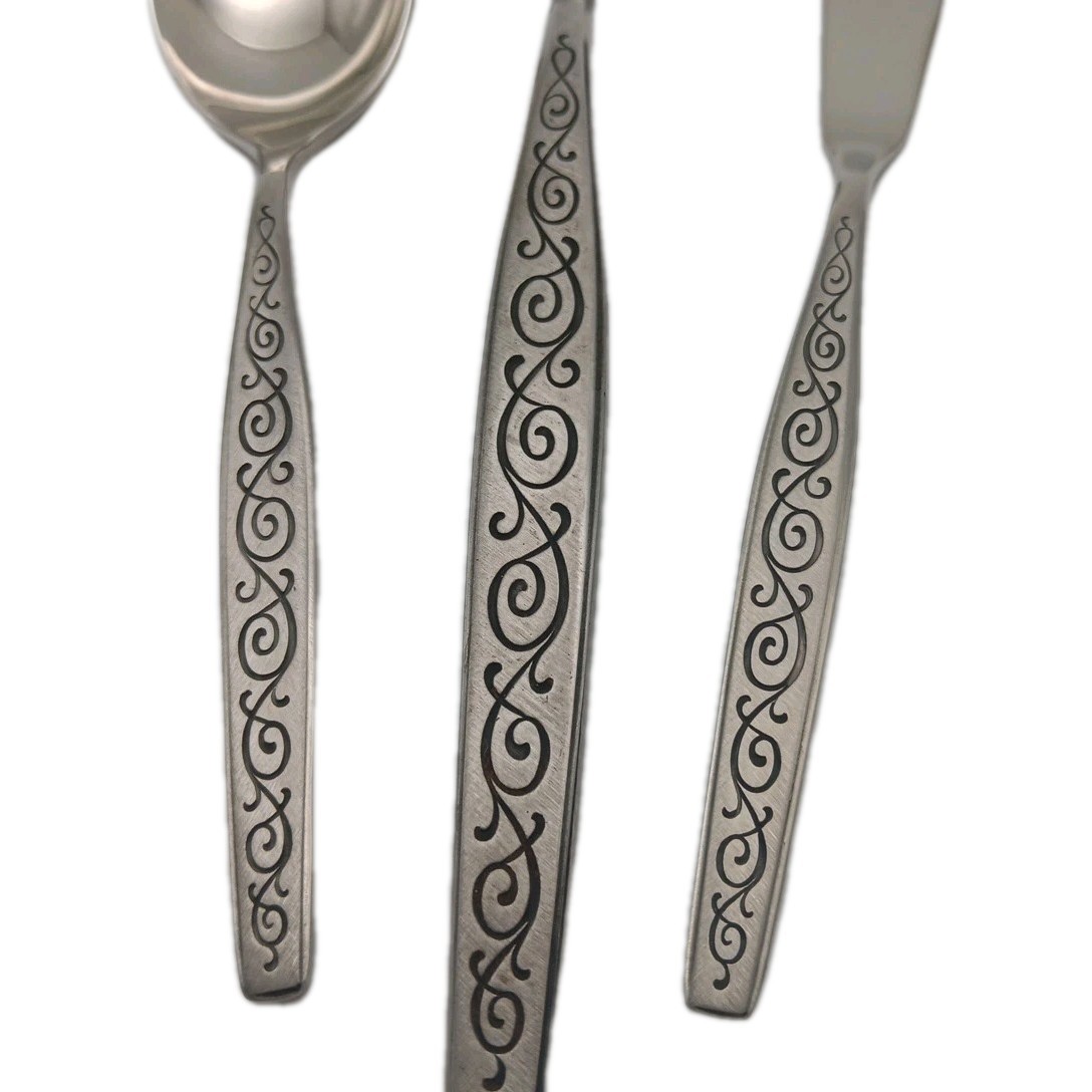 Gorham Montoro 3 Piece Server Hostess Set Stainless Flatware Old Stock Floral