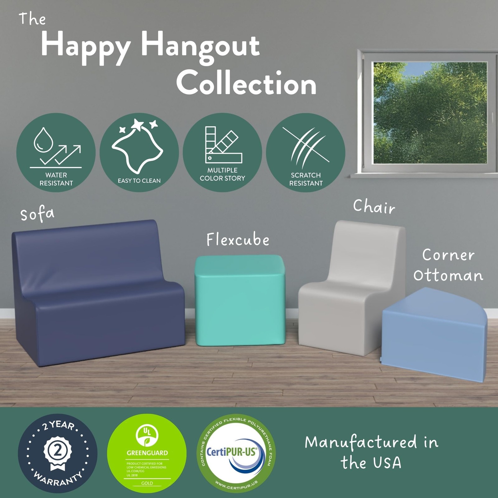 Small Contour Sofa, Mix-and-Match Kids Chairs, Sofas, Corner Ottomans and Cub...