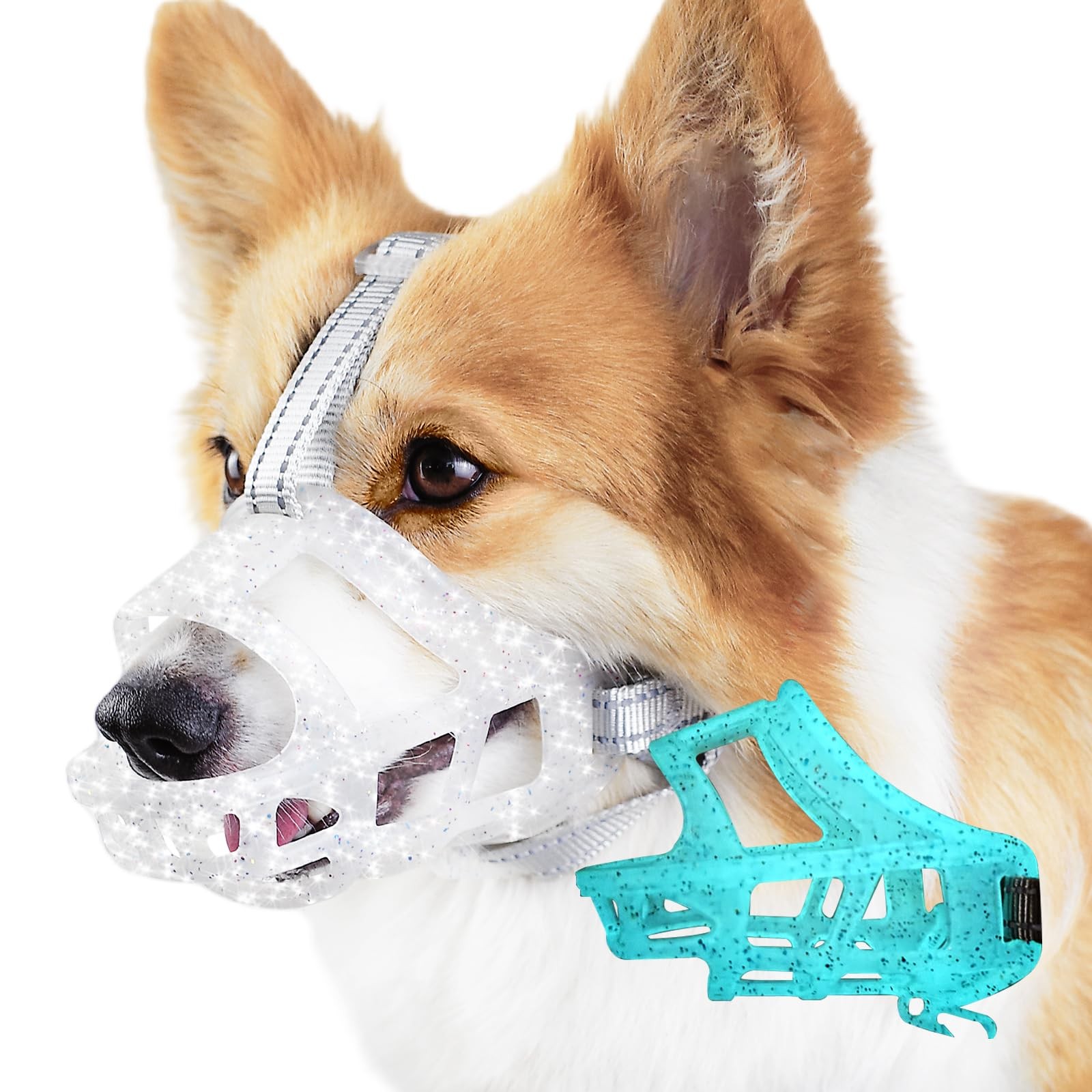 Glow-in-The-Dark Dog Muzzle, Basket Muzzle for Small Medium Large Dogs,Anti-B...