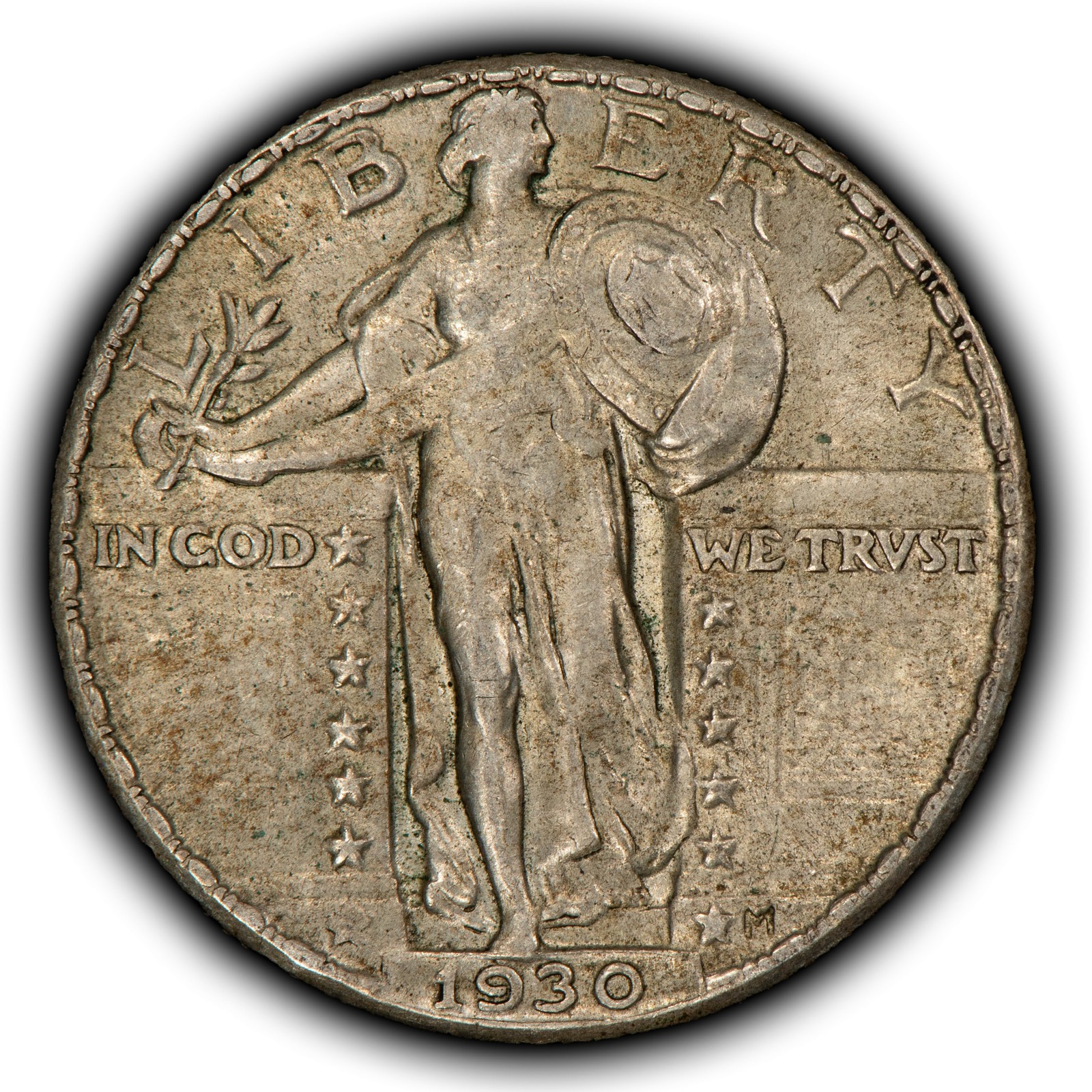 1930 25c Standing Liberty Silver Quarter - Original Toning - AU+ - SKU-Z6814