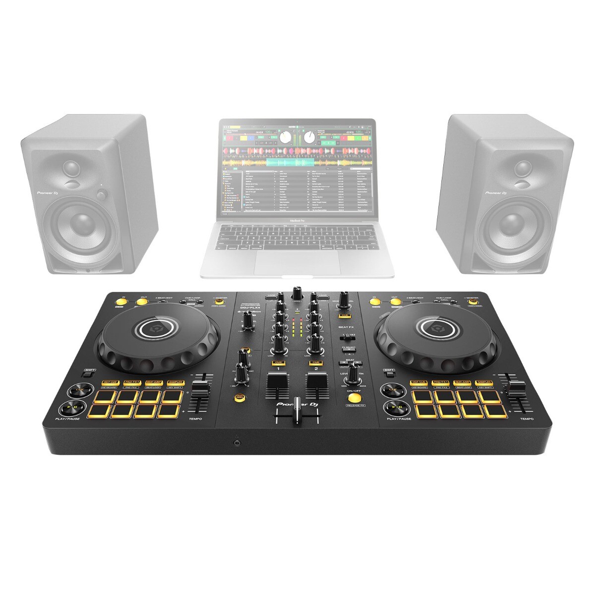Pioneer DDJ-FLX4 2-Channel Rekordbox Serato DJ Controller w Cover & Headphones
