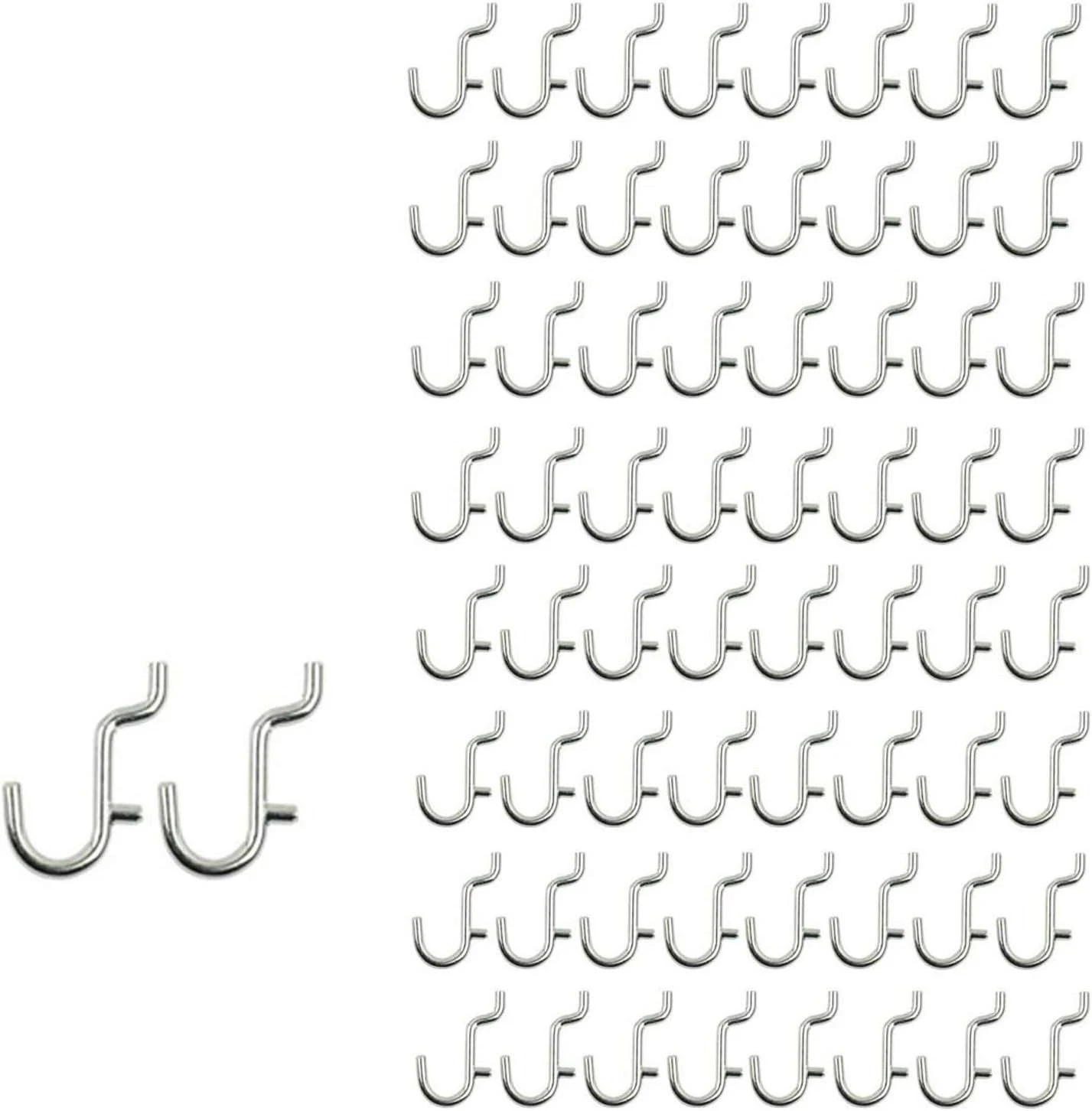 100PCS Metal Pegboard J Hook Accessories Peg Board Wall Display Assortment