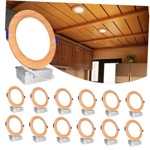 12 Pack 4 Inch LED Recessed Ceiling 4 Inch 12W 5000k - Daylight Wood Grain