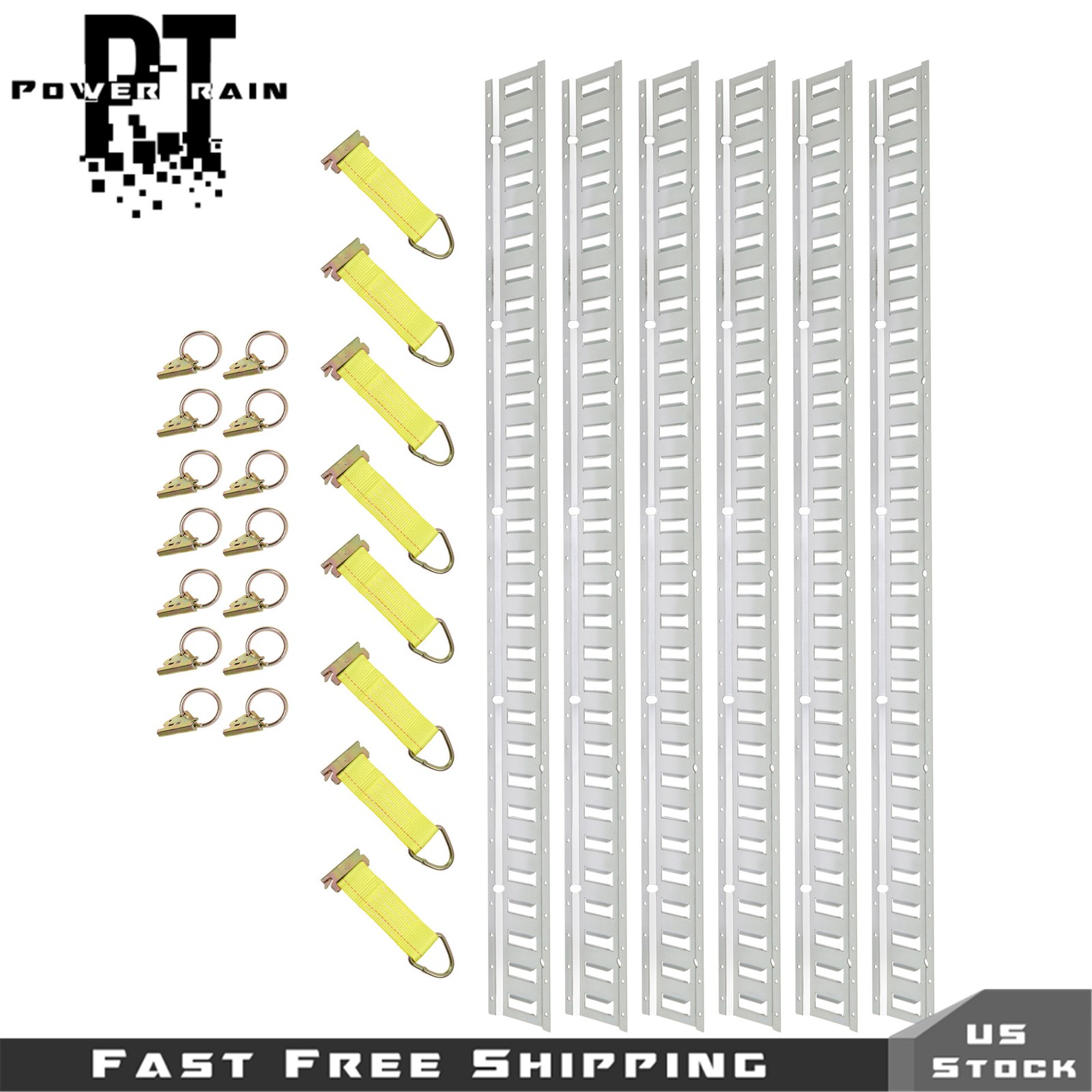 Set Of 28PCS- 6× 5' E Track Rails 6× E-Track O Rings 8× O Rings 8× Atchet Straps