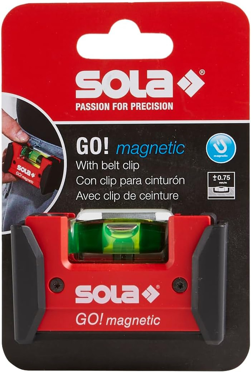 LSGOM GO! Magnetic Portable Level with Clip and 1 60% Magnified Vial, 3-Inch