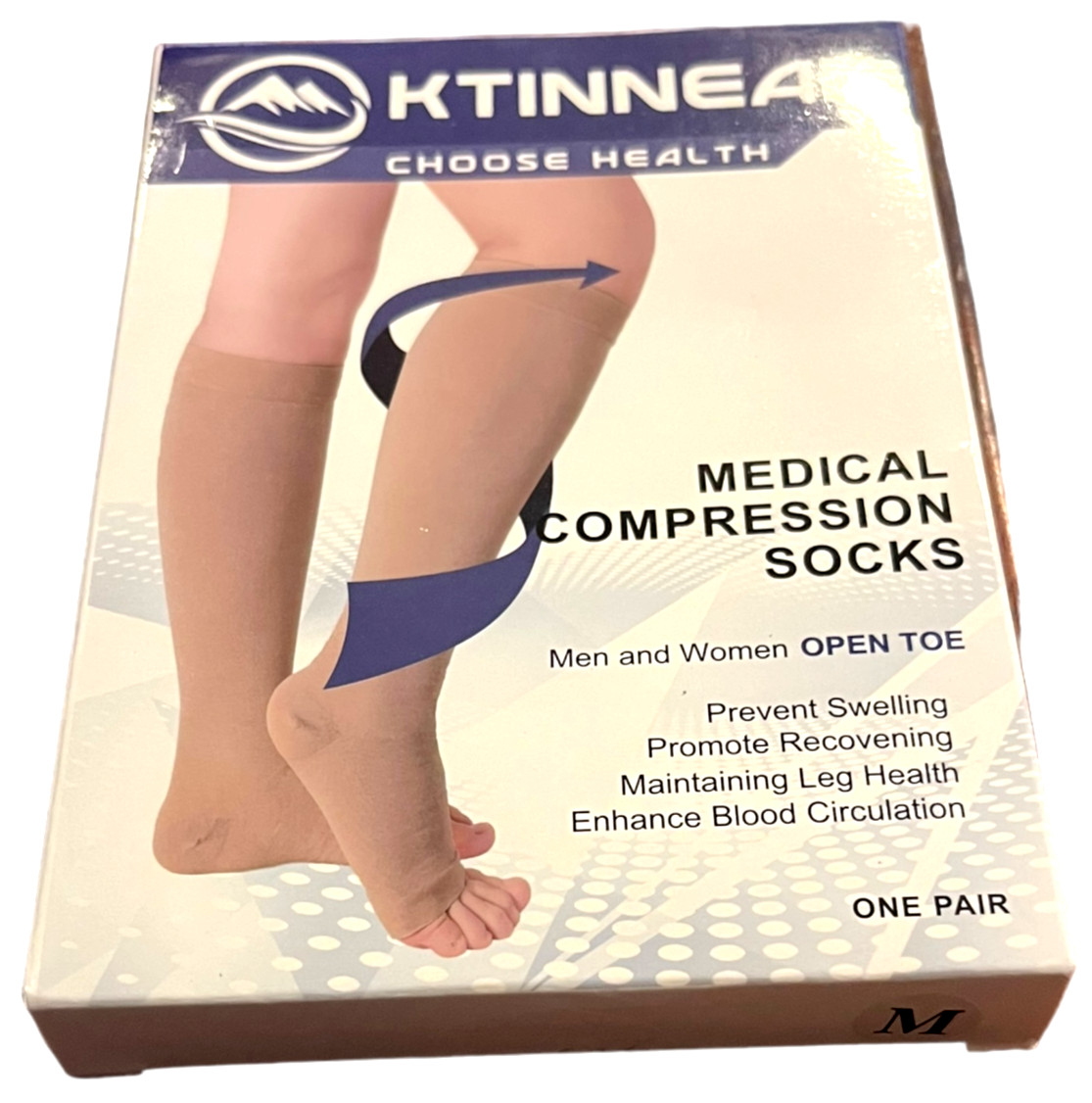KTINNEAD Medical Compression Socks - Unisex Adult Open Toe - Medium
