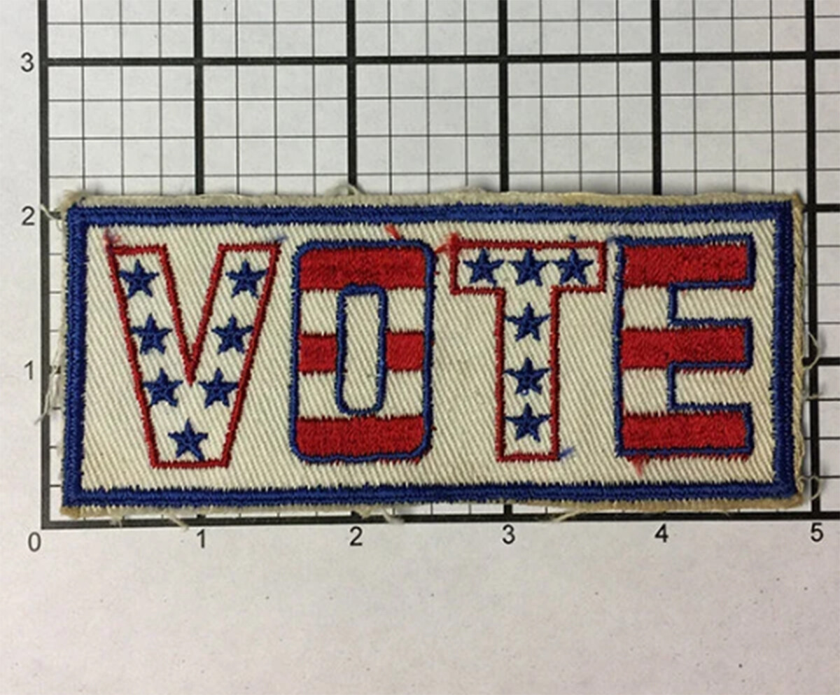 Vintage 1970's Vote Red White & Blue rectangle patch never sold over 40 years.