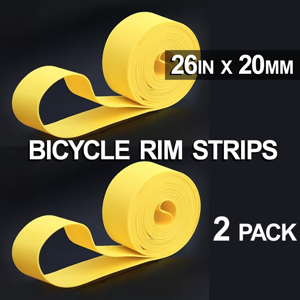 Yellow Bicycle Wheel Rim Strips - 26 in x 20mm - 2 pk - Alternative to Rim Tape