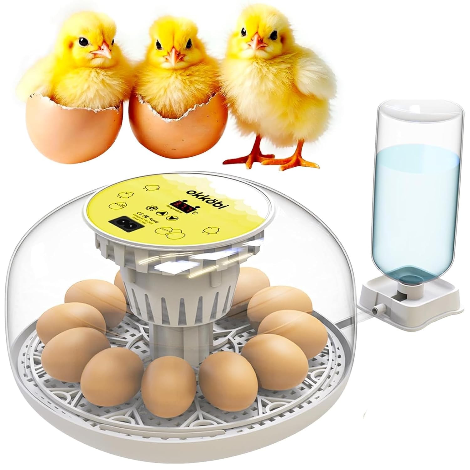 Okkobi M12 Egg Incubator with Automatic Turner and Humidity Control - 12/24 Eggs