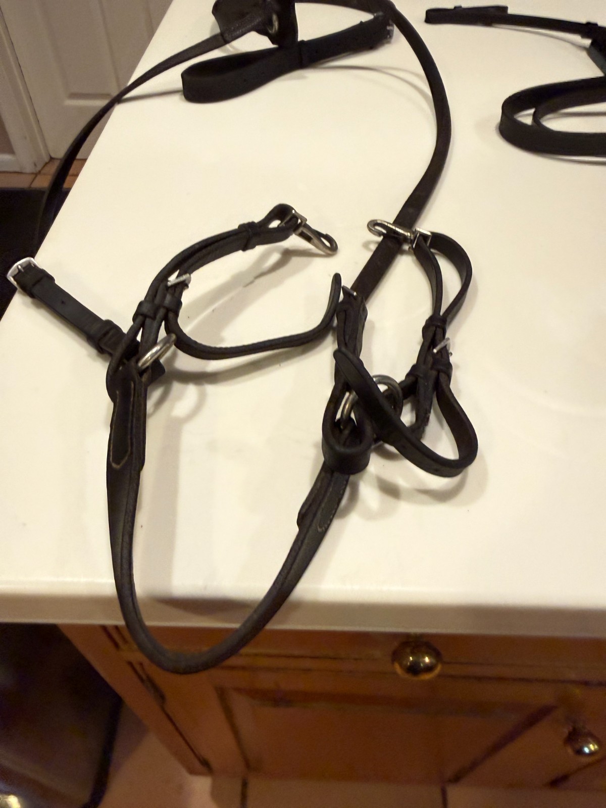 Dark Brown ADJUSTABLE Leather Breast Plate FOR HORSES VERY GOOD CONDITION
