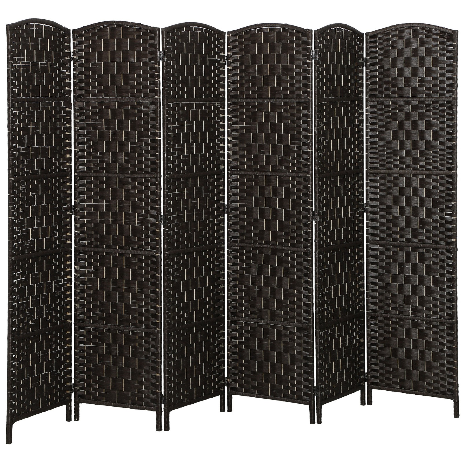6 Panel Folding Privacy Screen, 6FT Partition Wall Divider, Coffee