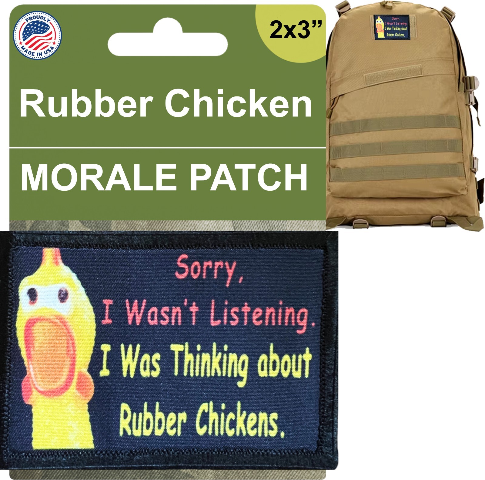 Rubber Chicken Funny Morale Patch Tactical Military Army Flag USA