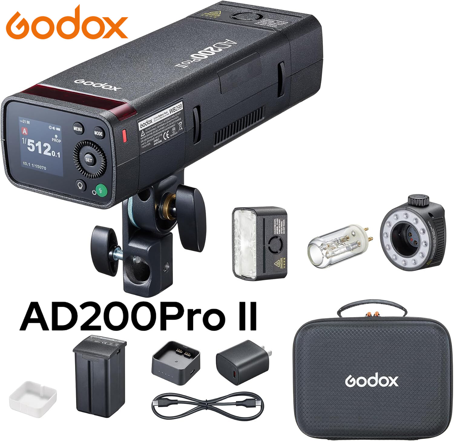 Godox AD200Pro II AD200 Pro II TTL HSS Flash Strobe Bi-Color LED Modelling Lamp