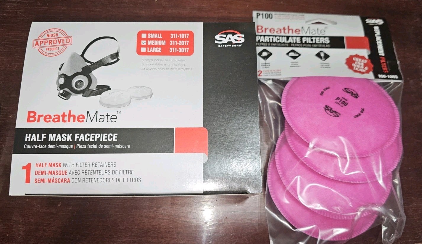 SAS Safety BreatheMate 311-2017 Half-Mask Respirator - Medium W/4 P100 Filters