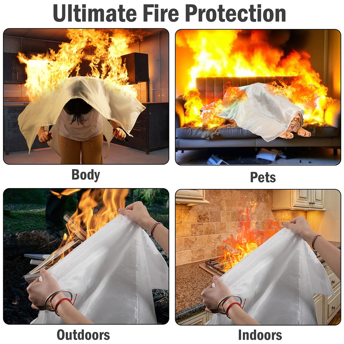 Fire Blanket Fire Suppression Blankets for Kitchen Energency Safety 47"x47" XL