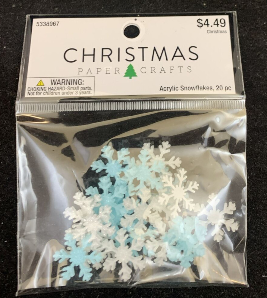 Acrylic Snowflake white and Teal 20 pcs New