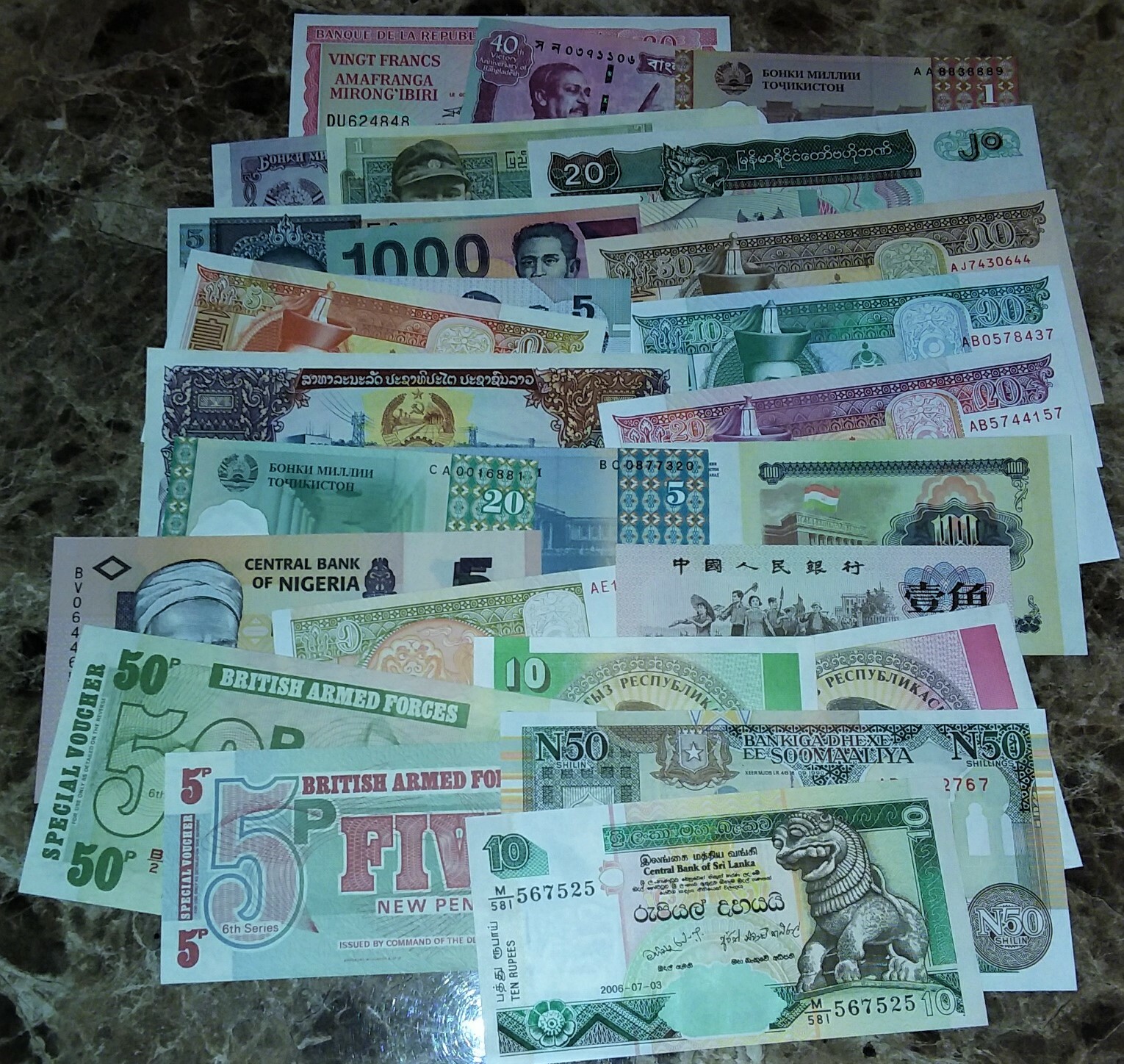 MIXED LOT 30 DIFFERENT WORLD PAPER MONEY BANKNOTES CURRENCY FOREIGN CIR & UNC