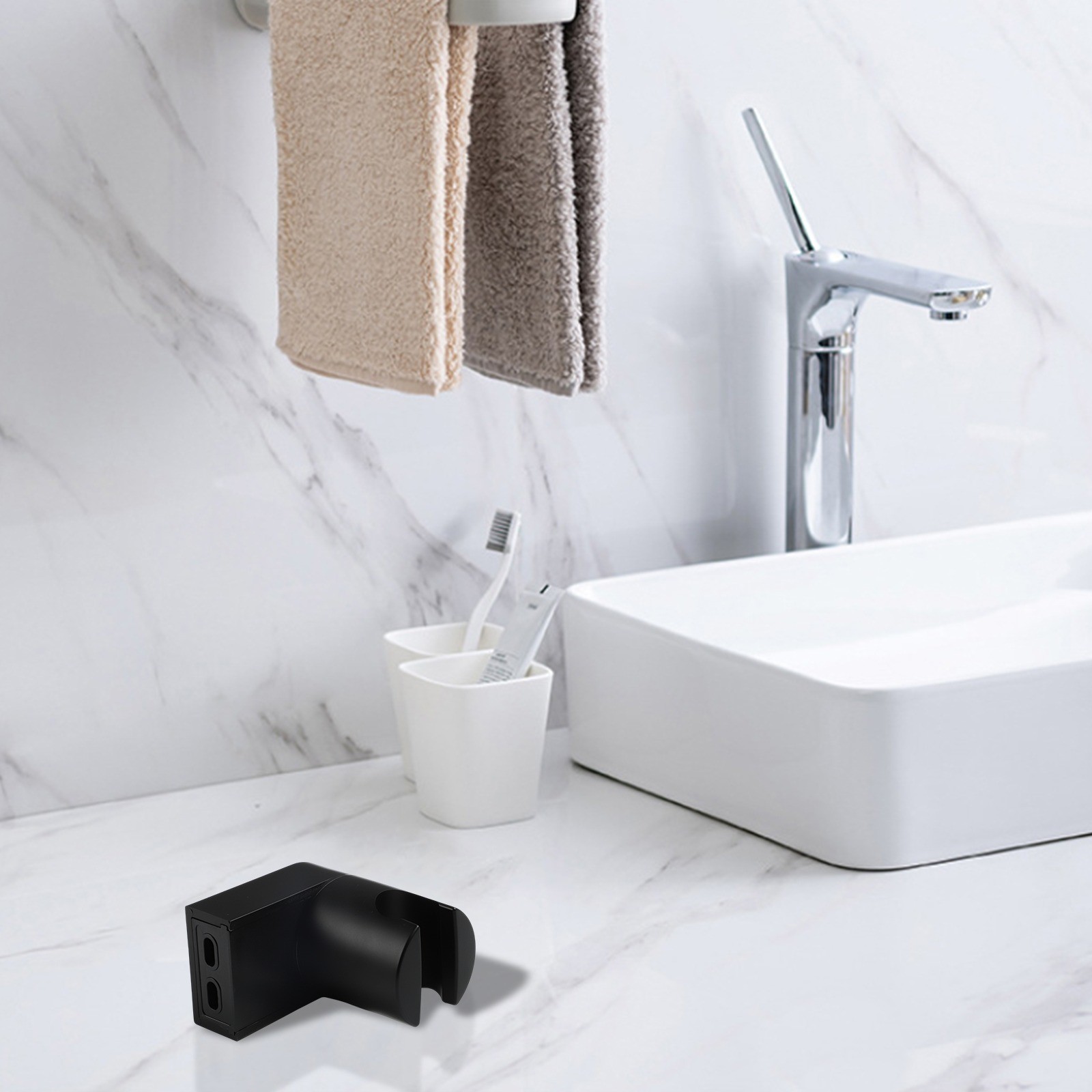 Sleek Matte Black Shower Head Holder Adjustable to Any User Preference
