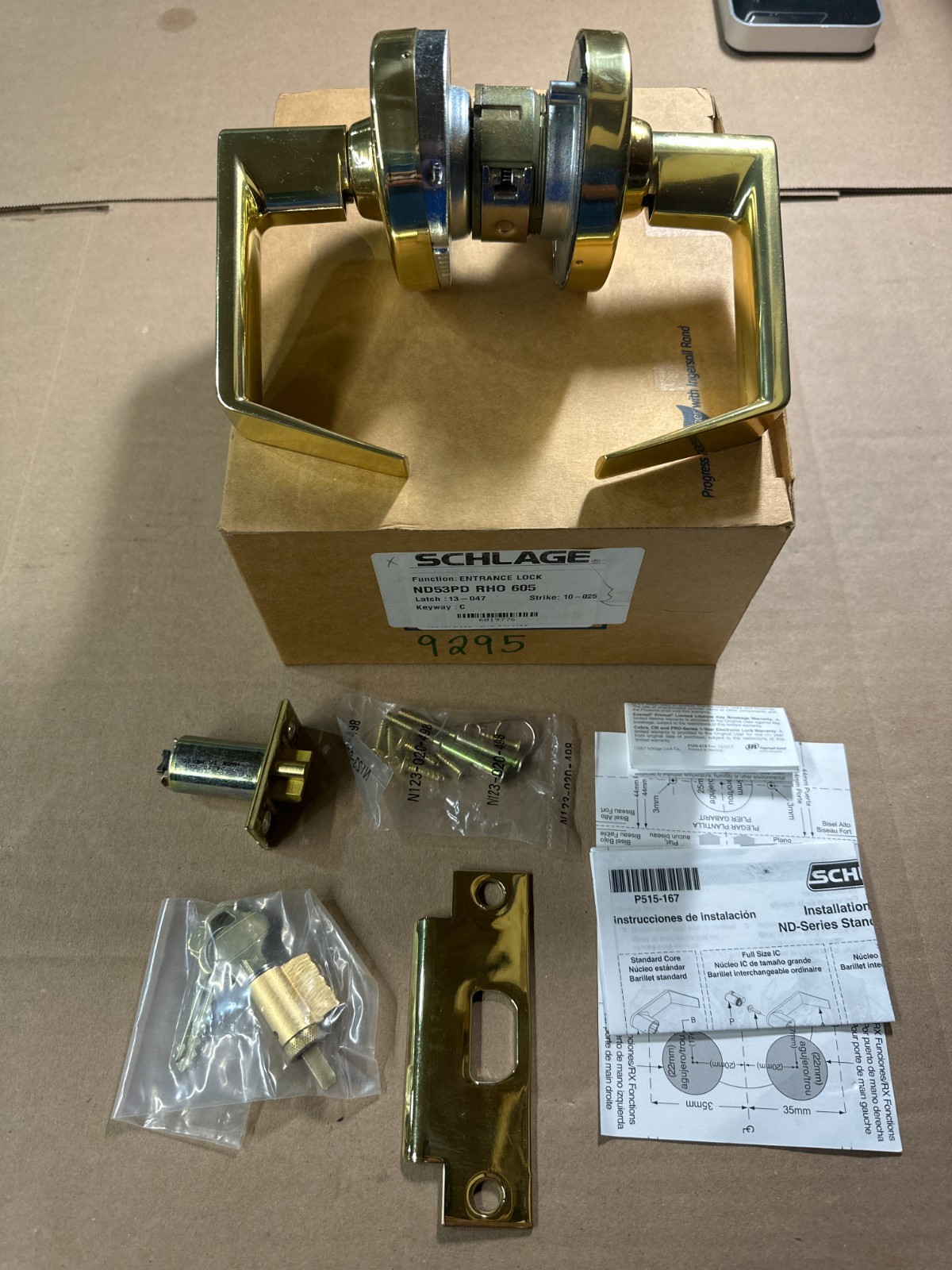SCHLAGE ENTRANCE LOCK ND53PD RHO 605 COMES WITH ALL THAT IS IN PICTURE
