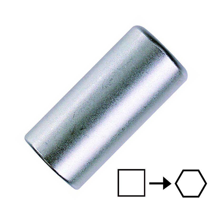 Felo 1/4" Drive Square Socket to 1/4" Hex Bit Adapter Female to Female