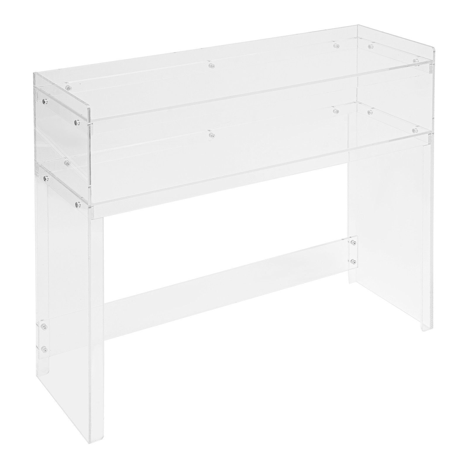 2 Tiers Modern Acrylic Desk Small Entryway Table With Open Shelves Entry Table