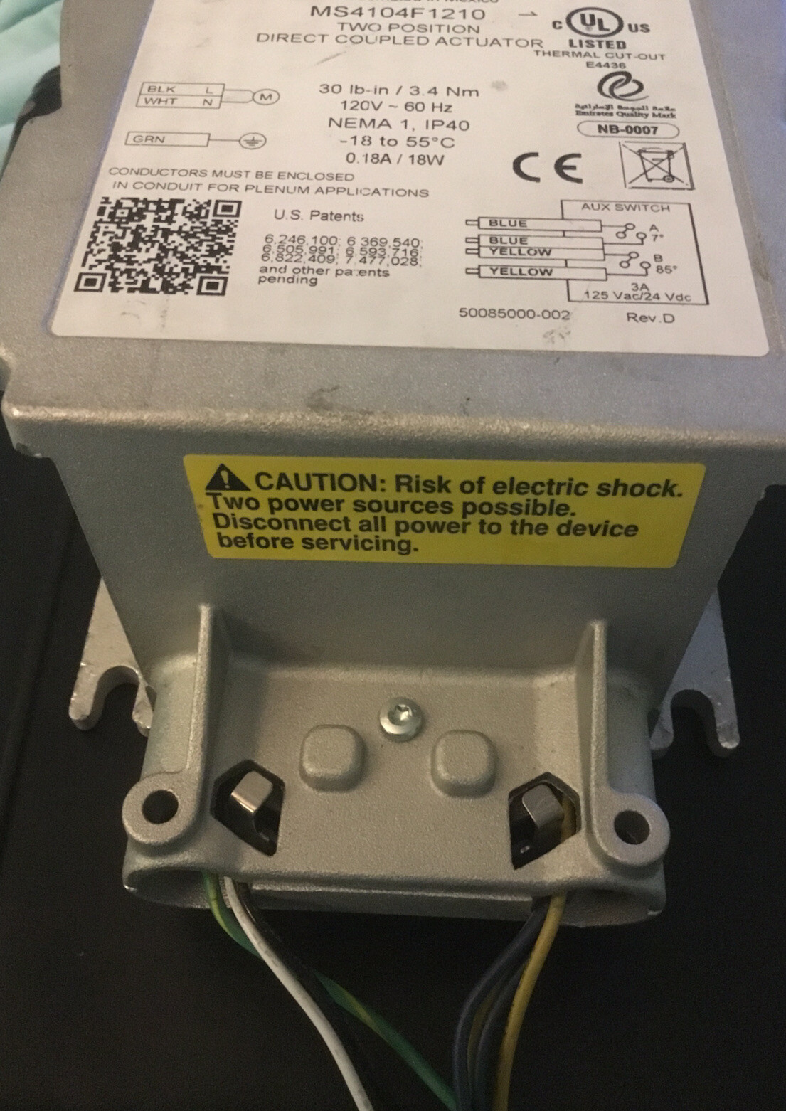 Honeywell Two Position Direct Coupled Actuator MS4104F1210