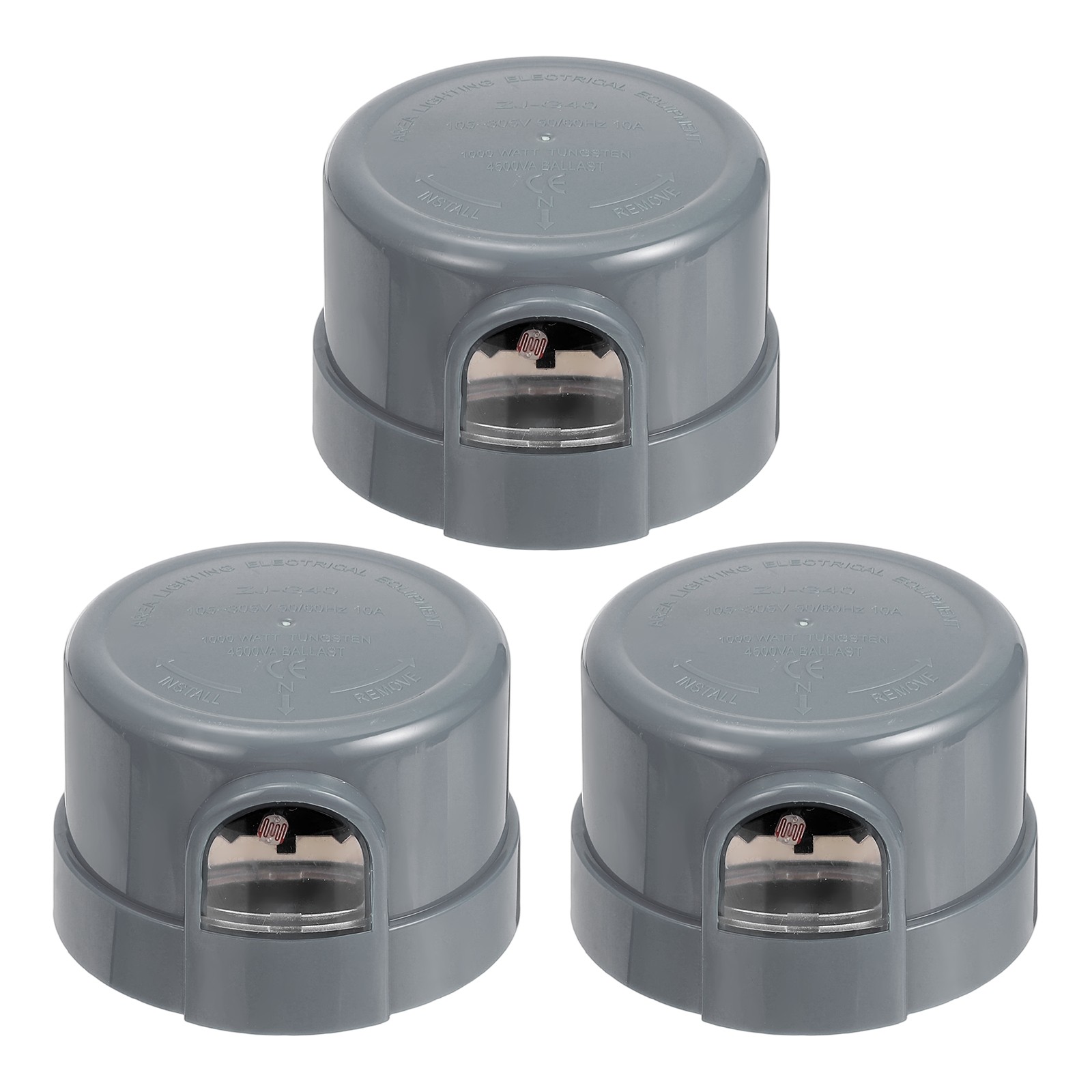 Twist Lock Dusk to Dawn Photocell Sensor for Outdoor Lights, Gray Pack of 3