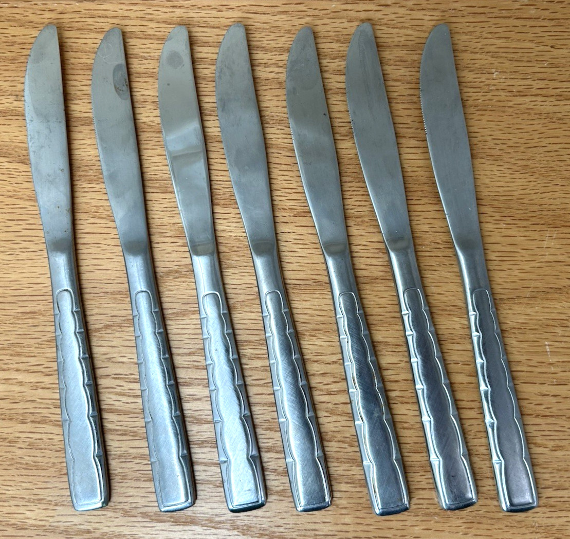 Set Of 7 Reed & Barton Swagger-Glossy Stainless Steel Modern Solid Knives Knife