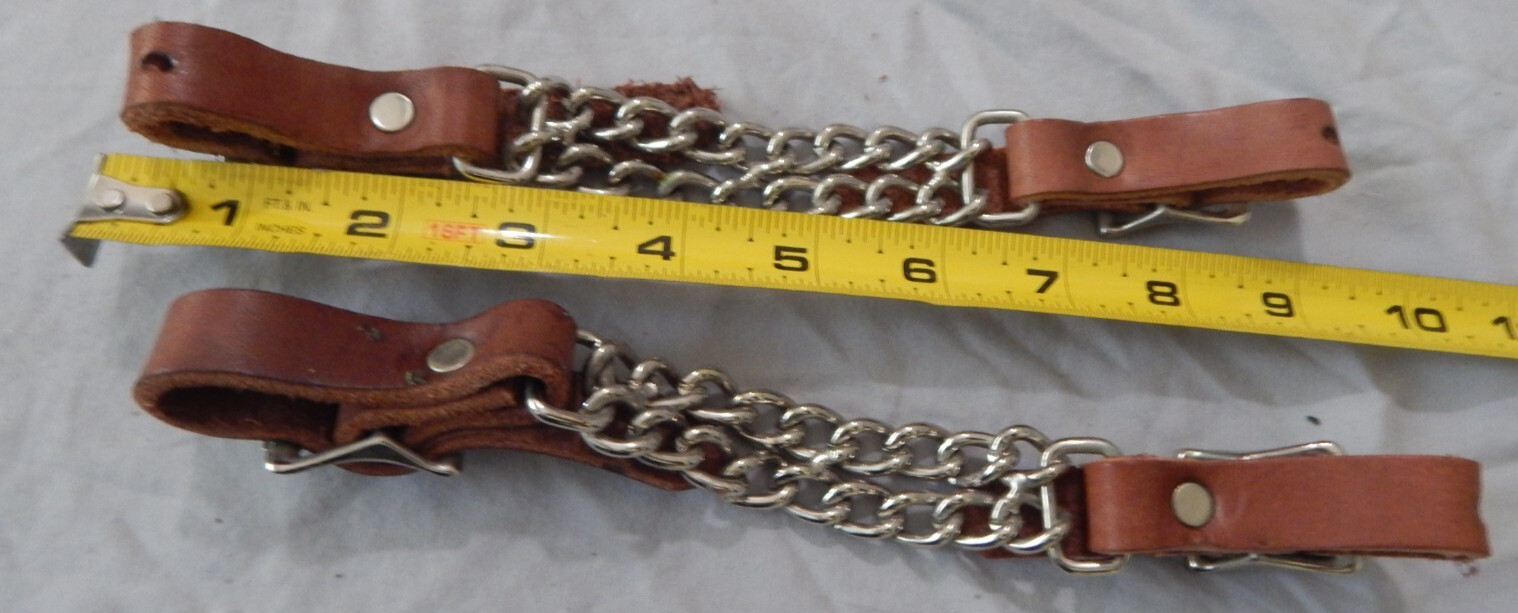 Double Flat Link Chain Curb Strap Heavy Cowhide Brand New