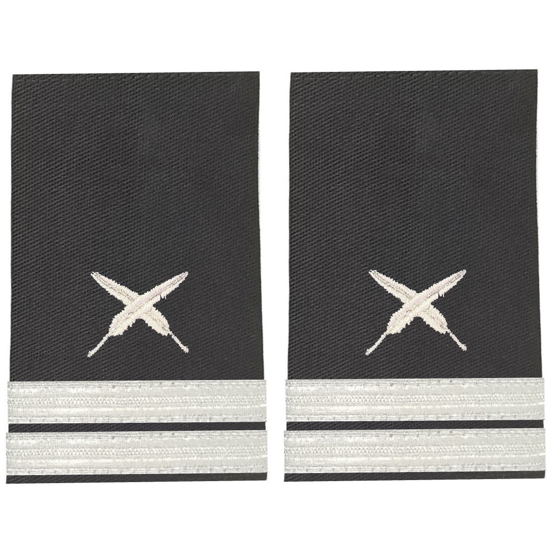 BuyStripes Purser Uniform Shoulder Board Epaulets Silver Quills & Two Bars