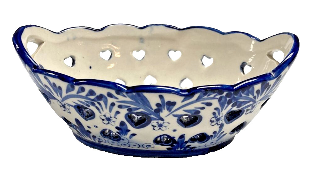 Hand Painted Heart Pierced Floral Windmill Dish