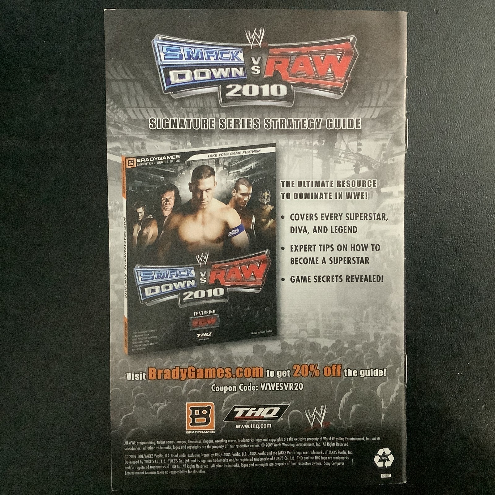 WWE Smackdown vs. RAW 2010 PS2 PlayStation 2 Instruction Manual Only