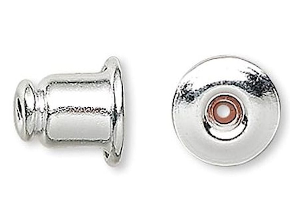 Earnut, 10 Silver Plated Brass 5.5x5mm Earnut Barrel Earring Backs