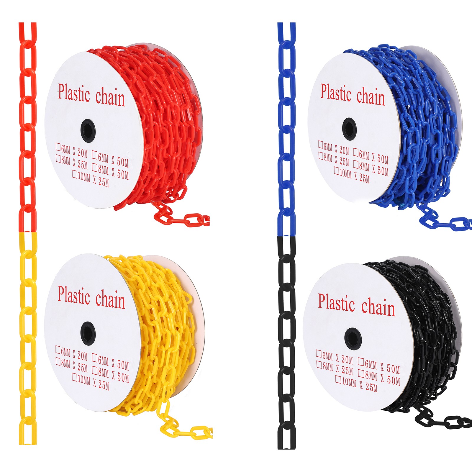 Plastic Chain 120/240FT on Roll Crowd Control Barrier UV Resistant Outdoor