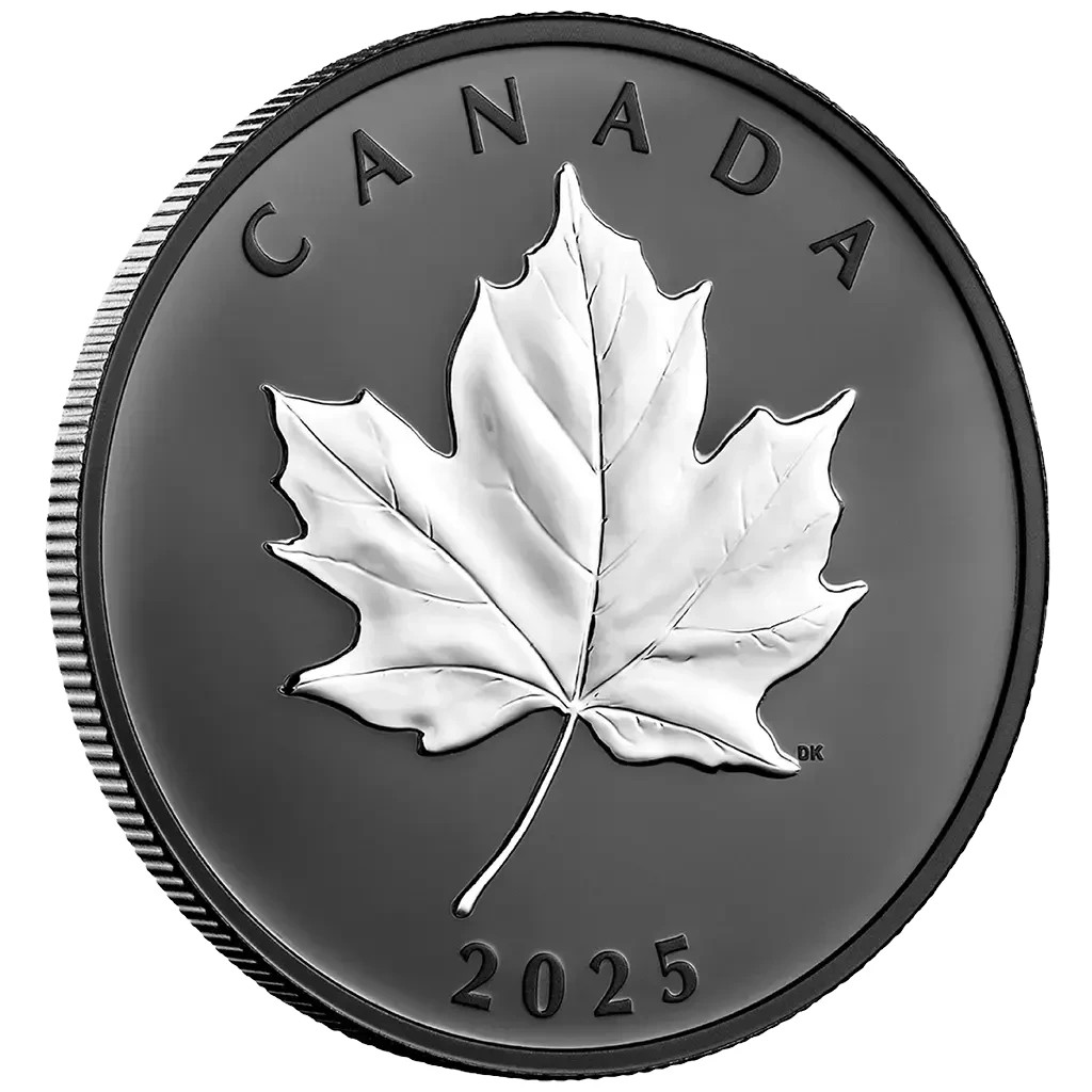 2025 Canada Elegant Maple Rhodium Plated Silver Coin - In Case - 1 oz Proof