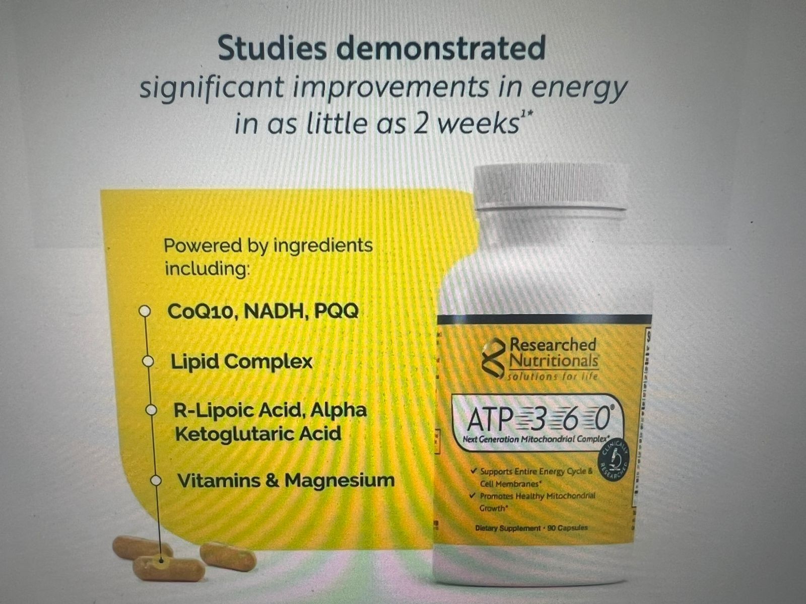 Researched Nutritionals ATP 360 - Mitochondrial & Cellular Energy Complex ,R,