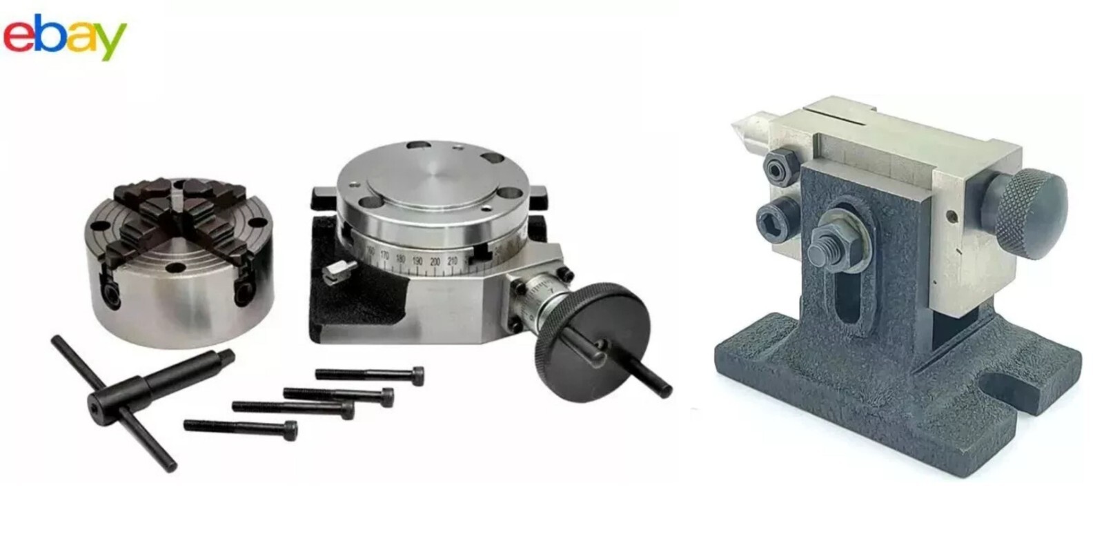 4"Rotary Table 4Jaw 100MM Independent Chuck & Backplate Single Bolt Tailstock