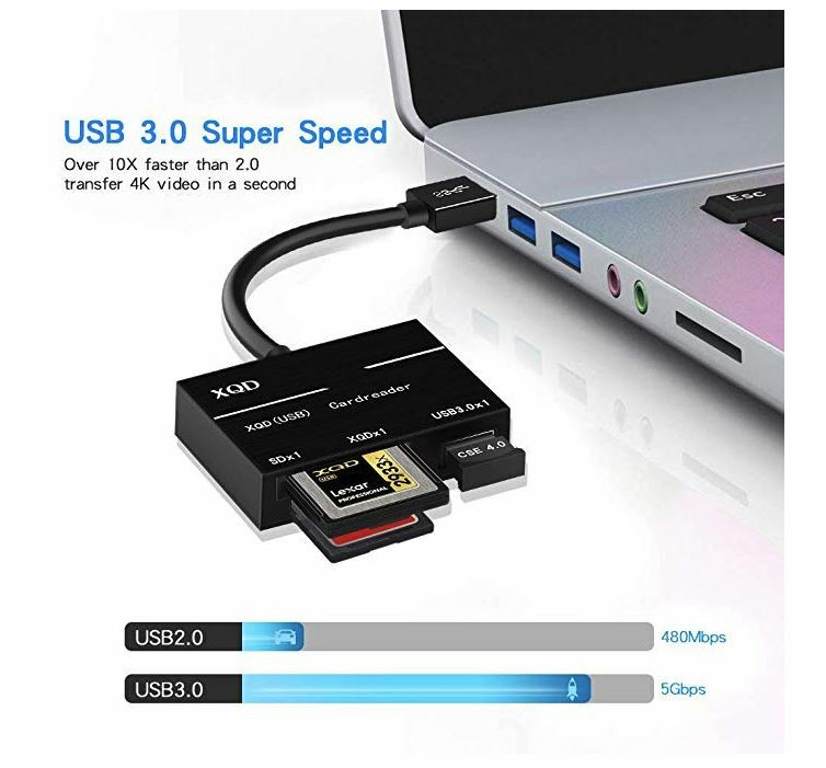 Camera XQD SD Memory Card Reader USB 3.0 Hub Adapter For Sony/Nikon/Canon/Lexar