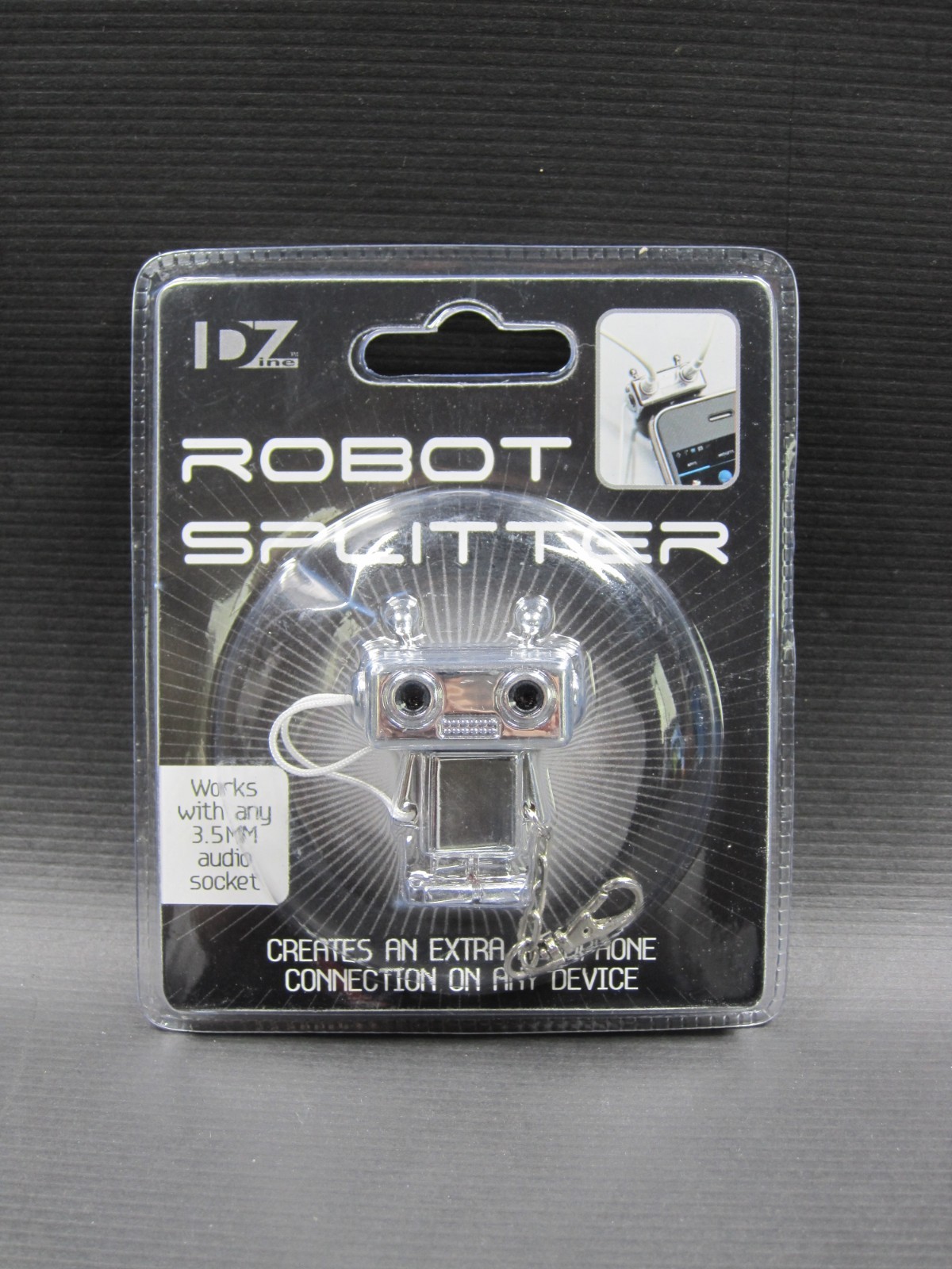 Robot Splitter Headphone Earphone 3.5mm Jack For Audio Sharing Chrome Silver