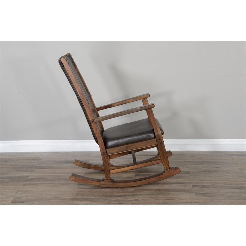 Pemberly Row Set of 2 Farmhouse Mahogany Wood Rocking Chair in Dark Brown