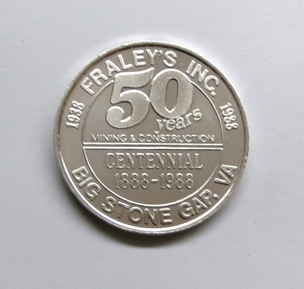 1988 Big Stone Gap Virginia Centennial Fraley's 1 Oz .999 Silver Proof Round
