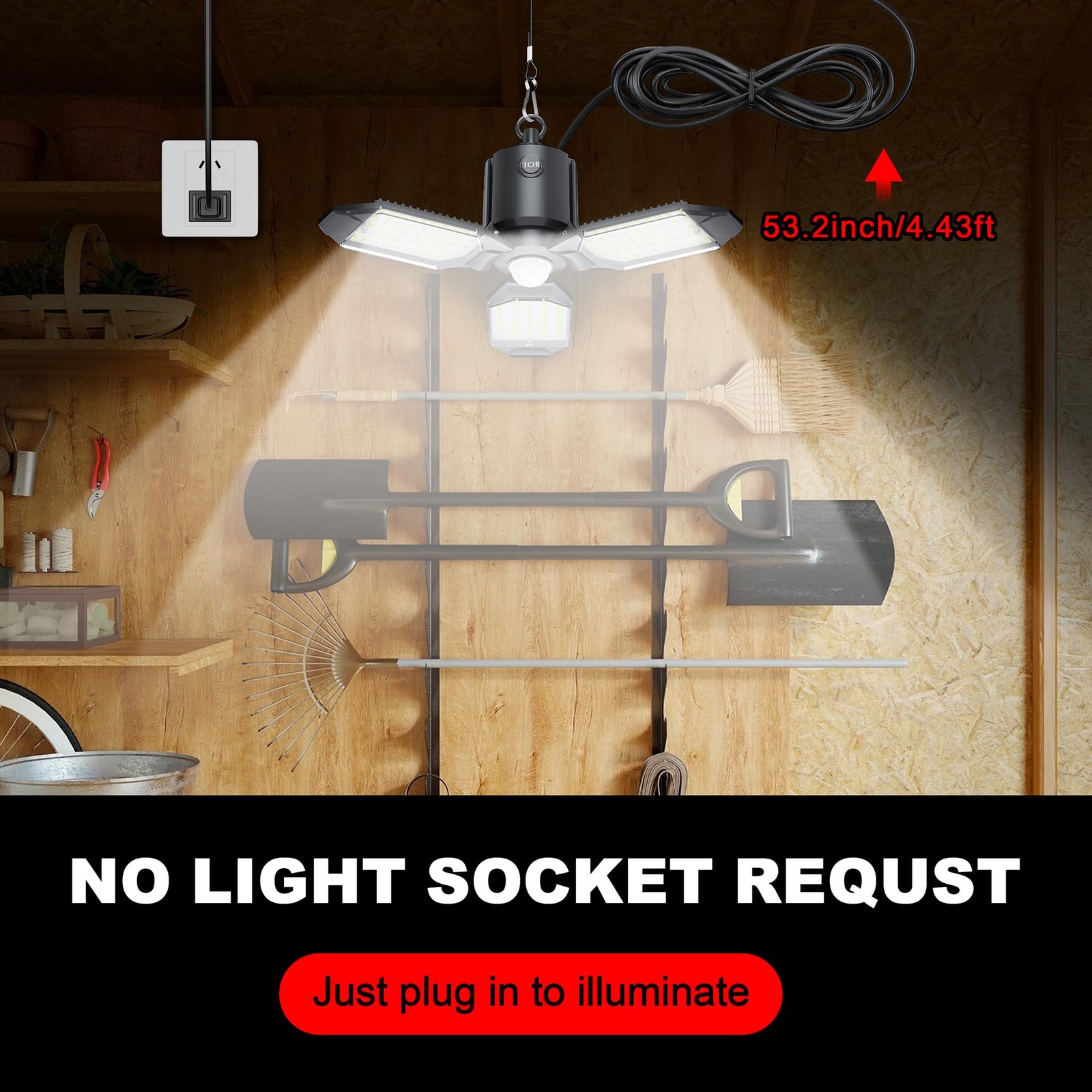 Led Garage Light Plug In Motion Sensor 80w Motion Sensor Light Indoor Garage Lig