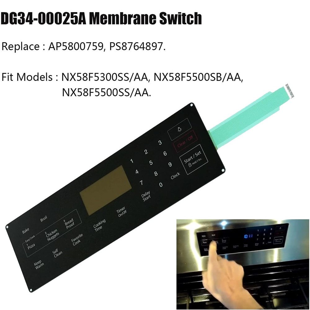 Choice Parts DG34-00017A for Samsung Range Oven Membrane Switch Touchpad Overlay