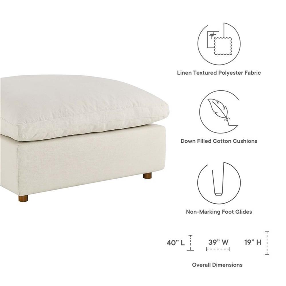 Modway Commix Modern Down Filled Overstuffed Fabric Ottoman in Light Beige