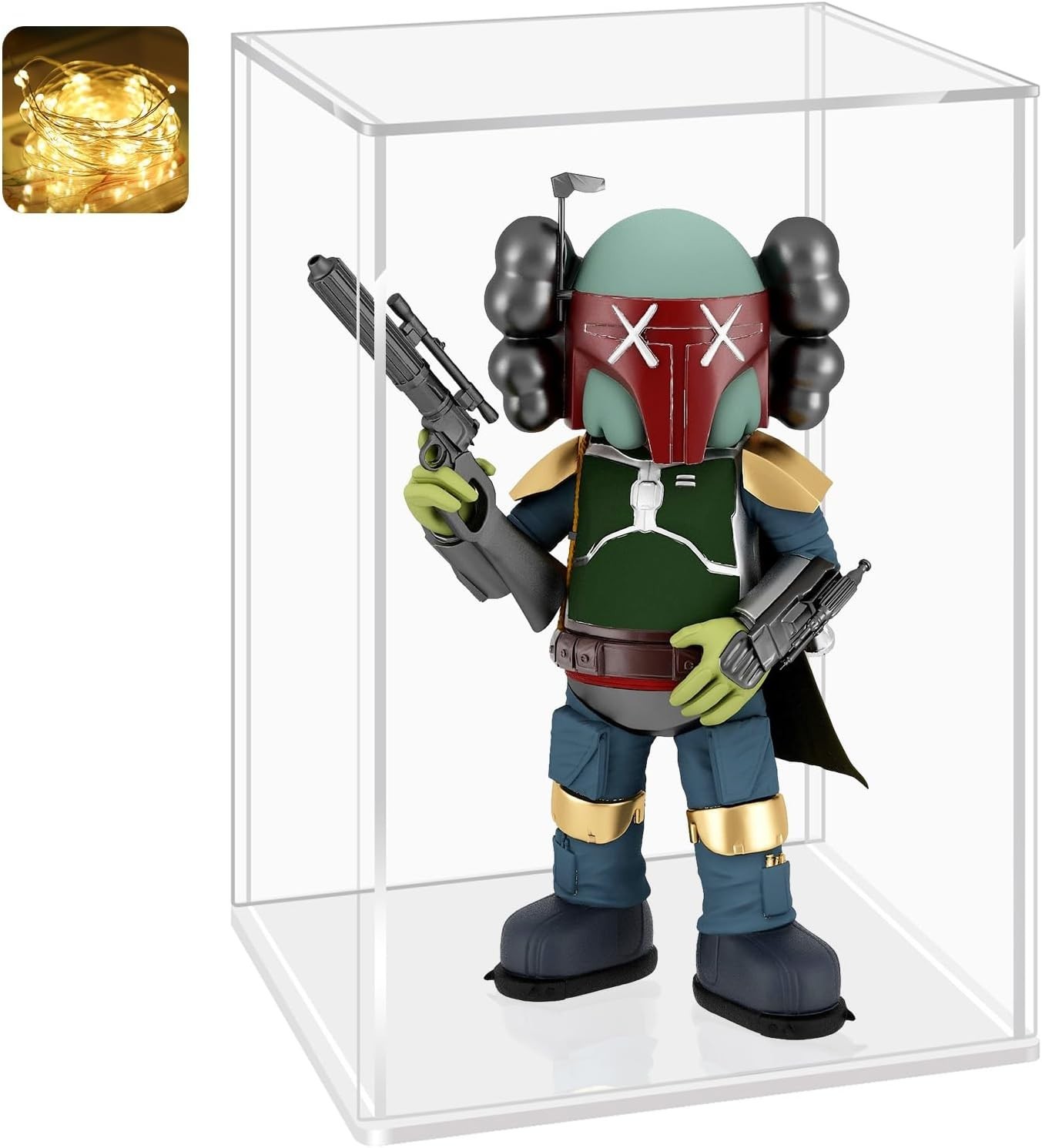 Compact Showcase Display Box with LED Lights & Dustproof Design - 4x4x6inch