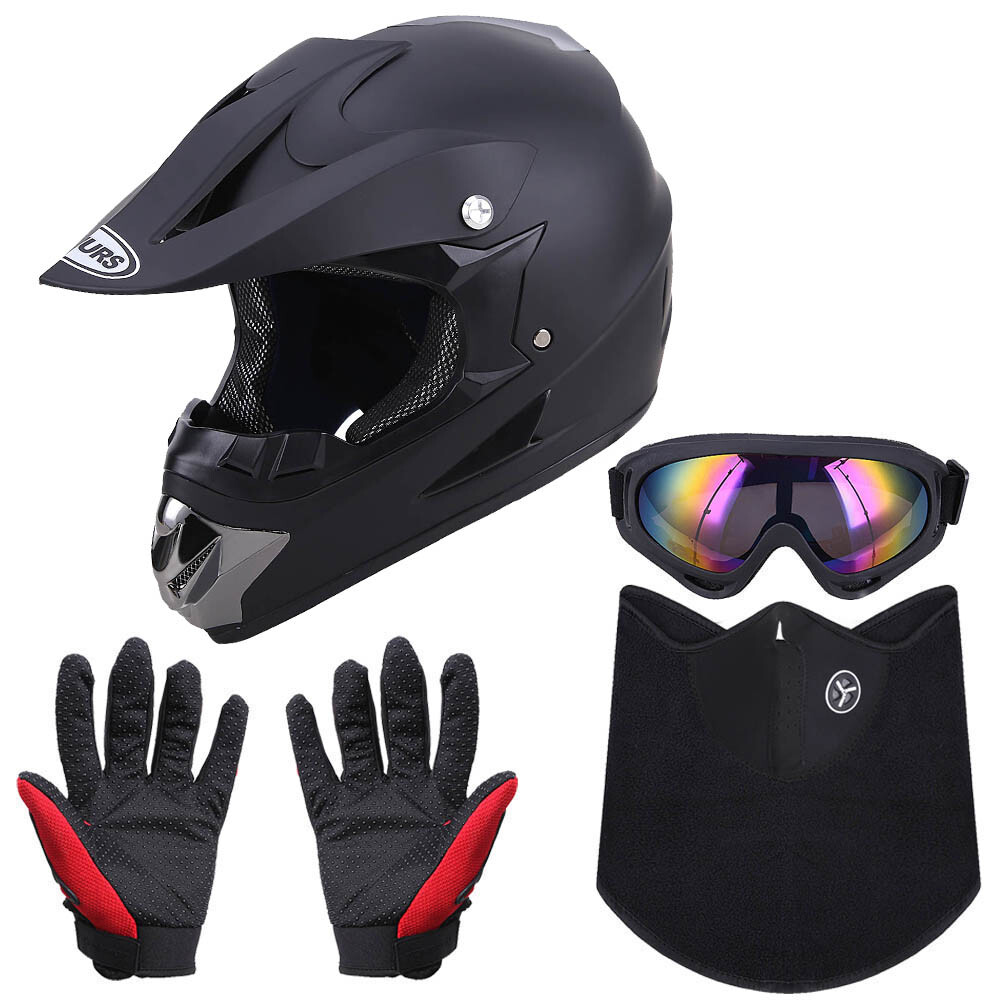 Helmet Dirt Bike DOT ATV Motocross Adult /Gloves Off-Road W/Goggles Mountain BMX