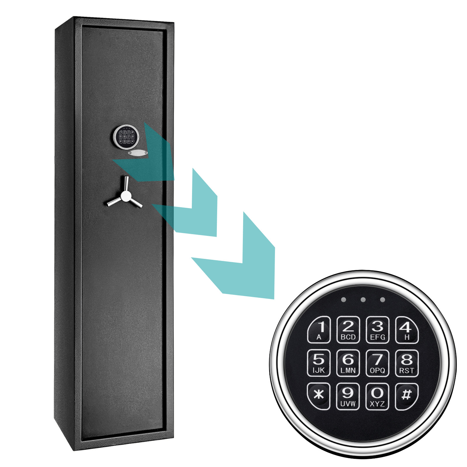 Gun Safe Lock Replacement Chrome Keypad Solenoid Safe Lock 2 Keys OPEN BOX