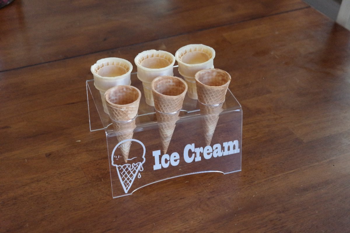 Engraved Acrylic 6 Cone Ice Cream Cone Holder Tray Display Stand Rack Wedding