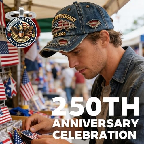 USA 250th Anniversary Patriotic Baseball Cap - Adjustable Distressed Denim Hat